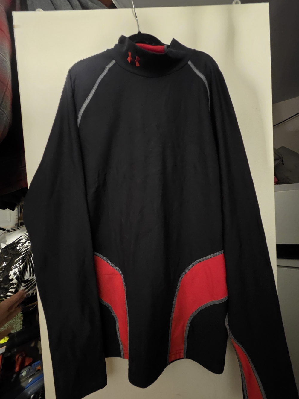 Under Armour Black and Red Kids Swim Rashguard